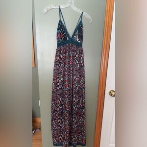 Floral Maxi Dress - Black and Multicolor
